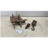 Image 1 : Vintage H. Evans Wooden Plough Plane and Two Antique Pulley Blocks with Iron Hook