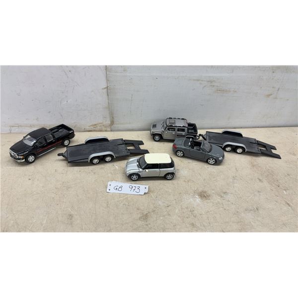 Diecast Vehicle Lot: Dodge Ram 1500, Mini Cooper, Hummer H2, Audi TT Roadster