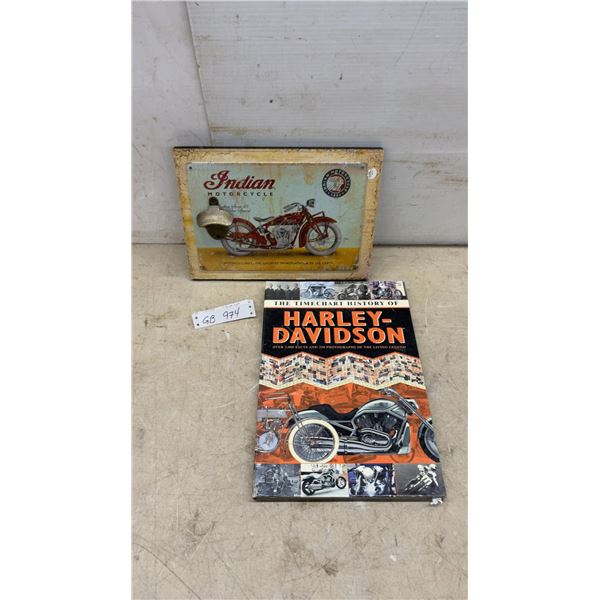 Indian Motorcycle Bottle Opener Wall Plaque and Harley-Davidson Timechart History Book