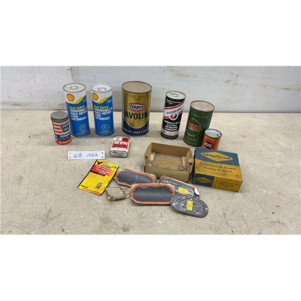 Shell Super Snowmobile Oil, Texaco Havoline, Quicksilver, Castrol Tin Cans, Some with Product
