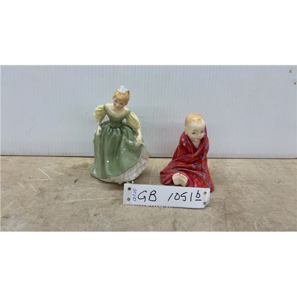 Royal Doulton Figurines, Fair Lady HN2193, 5 1/4” and "This Little Pig" HN1793, 4” Tall