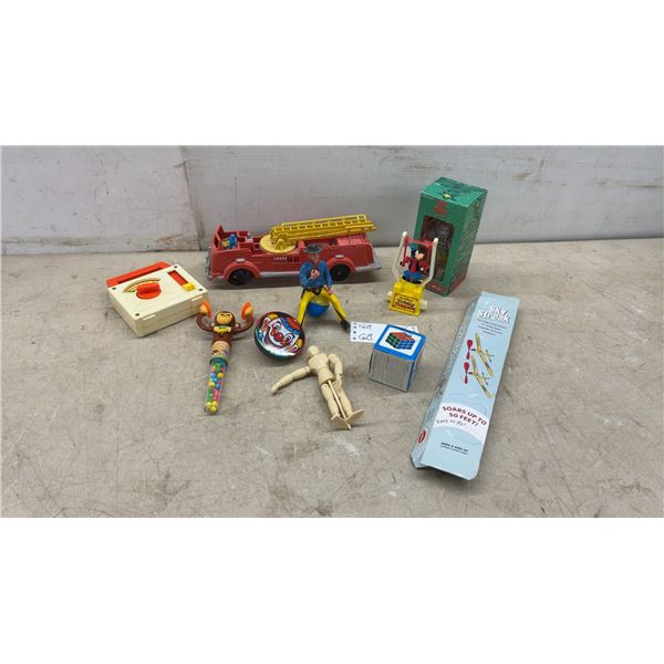 Vintage Toy Lot: Fisher-Price Teddy Bears' Picnic Music Box, Fire Truck, Lost in Space