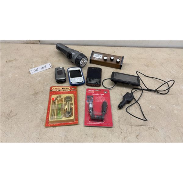 Dynamo Flashlight, Archer CB Tester, BlackBerry Phones, Garmin GPS, Bike Repair Kit