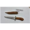 Image 1 : Vintage Handmade Knife with Carved Wooden Handle, Brass Crossguard, Matching Wooden Sheath