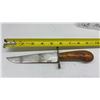Image 2 : Vintage Handmade Knife with Carved Wooden Handle, Brass Crossguard, Matching Wooden Sheath