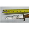 Image 3 : Vintage Handmade Knife with Carved Wooden Handle, Brass Crossguard, Matching Wooden Sheath