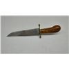 Image 4 : Vintage Handmade Knife with Carved Wooden Handle, Brass Crossguard, Matching Wooden Sheath