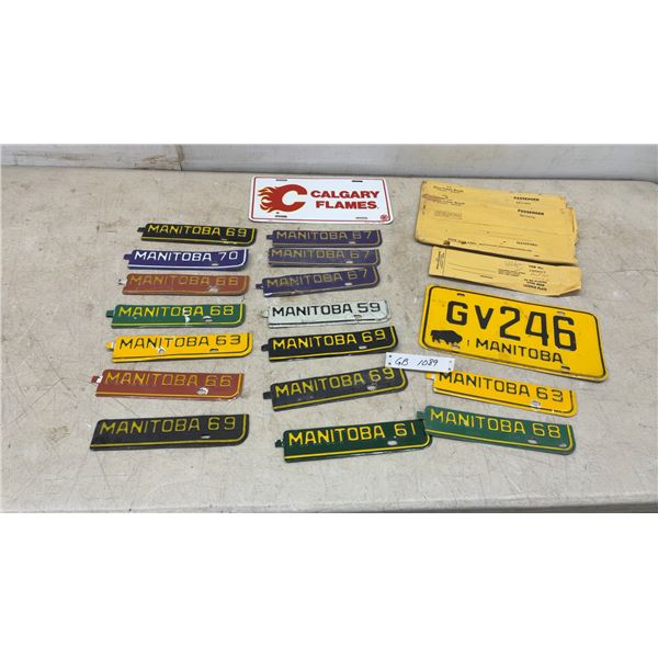 Vintage Manitoba License Plate Year Tabs 1959-1970, Calgary Flames Fantasy Plate