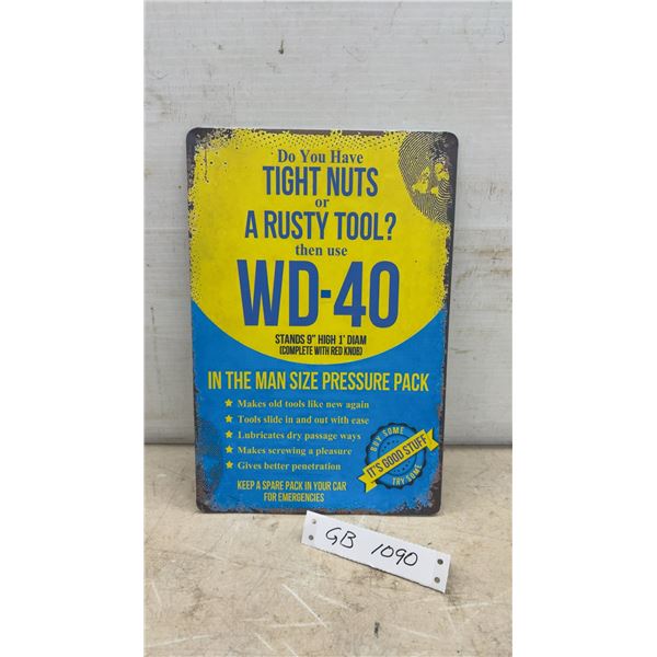 WD-40 Novelty Humorous Tin Sign, 12 × 8”