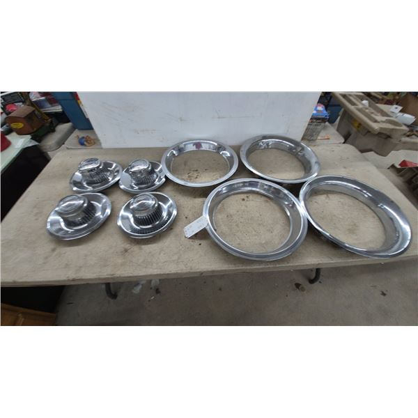 Chevrolet Motor Division Dog Dish Center Hubcaps and Chrome Trim Rings, 1966-1967, Two Sets of 4