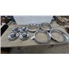 Image 1 : Chevrolet Motor Division Dog Dish Center Hubcaps and Chrome Trim Rings, 1966-1967, Two Sets of 4