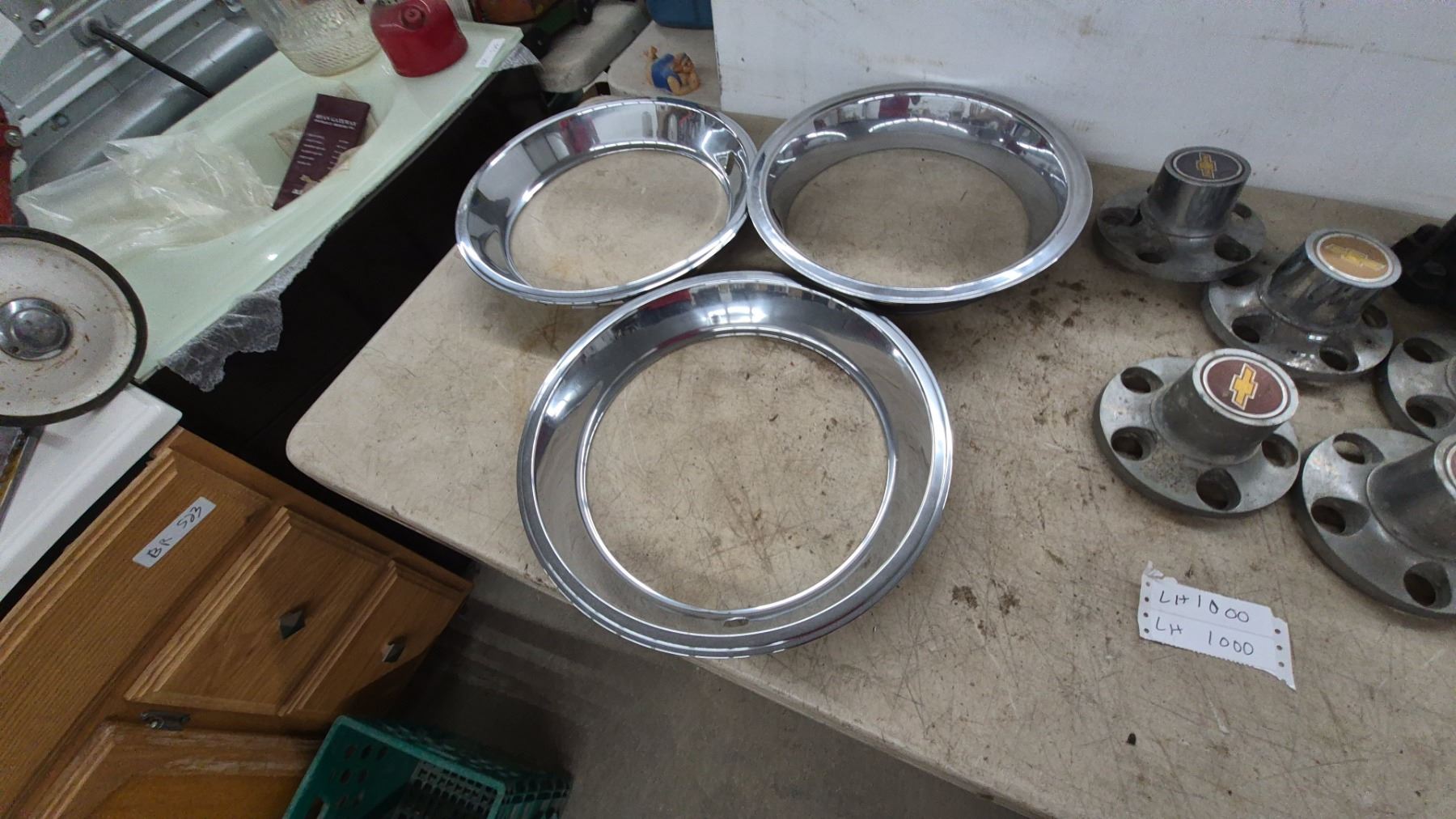 Vintage Chevrolet Gold Bowtie Bullet Style Center Caps and Chrome Wheel ...
