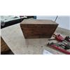 Image 2 : Vintage Wooden Toolbox with Valve Grinder, Spring Compressor, Lapping Sticks and Clover Compound