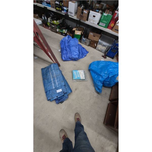 4 Woven Polyethylene Tarpaulins, 9' × 12', Lightweight, Tear-Resistant with Rust-Resistant Grommets