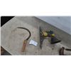 Image 1 : Cast Iron Wall-Mounted Tractor Dinner Bell, Hand Sickle with Wooden Handle