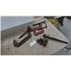 Image 1 : Three Cast Iron C-Clamps and American Hoist Lever-Style Chain Binder