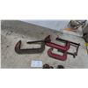 Image 2 : Three Cast Iron C-Clamps and American Hoist Lever-Style Chain Binder