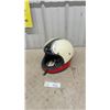 Image 1 : Vintage-Style Motorcycle Helmet, Cream and Black with Red Trim, Size Large