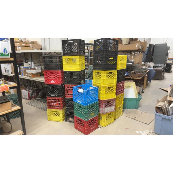 25 Assorted Plastic Milk Crates