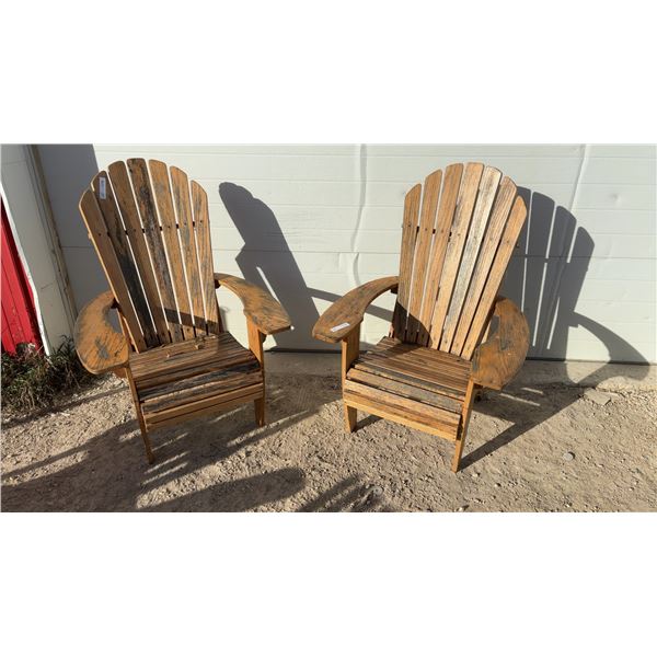 Pair of Wooden Adirondack Chairs, Outdoor Patio and Lawn Furniture
