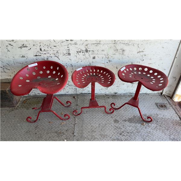 3 Metal Tractor Seat Chairs, Rustic Farm-Style Seating