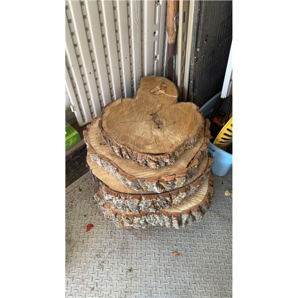 5 Live Edge Wood Rounds, Approx. 25” Across and 4” Thick, Slab Slices for Woodworking