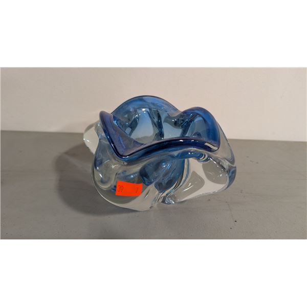 VTG Blue Art Glass Ashtray