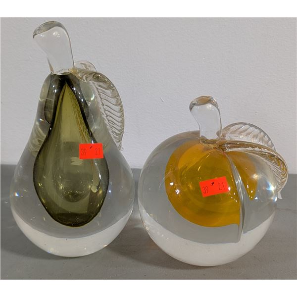VTG Chalet Canada Art Glass Apple & Pear Set