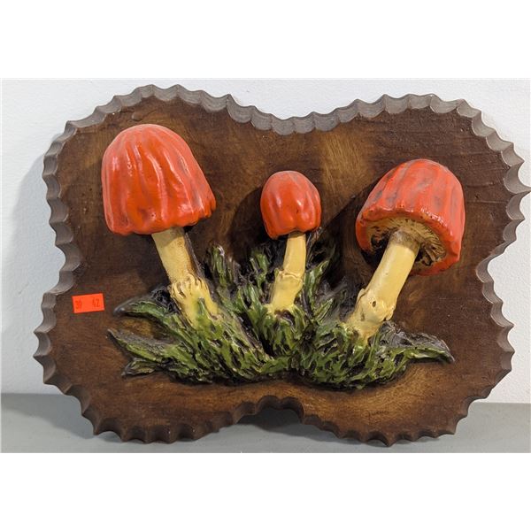 VTG Chalkware Mushroom Wall Plaque