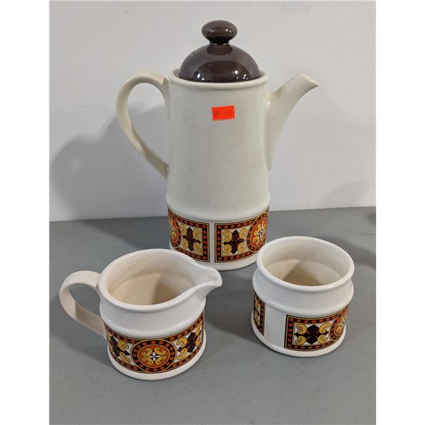 VTG 1970s Sadler England Coffee Set - Pot, Creamer & Sugar Bowl