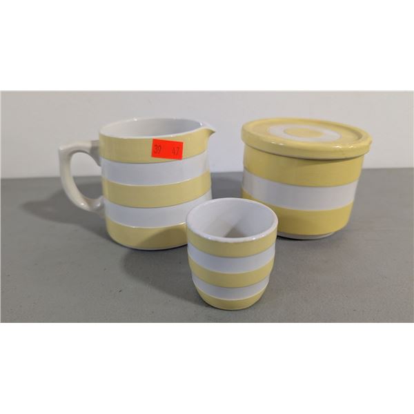 VTG T.G. Green Cornishware Yellow & White Kitchen Ware - 3pc