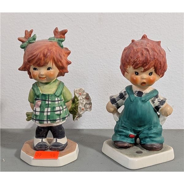 VTG Goebel Charlot Byj Redheads Figurines - Dropping In & Plenty of Nothing