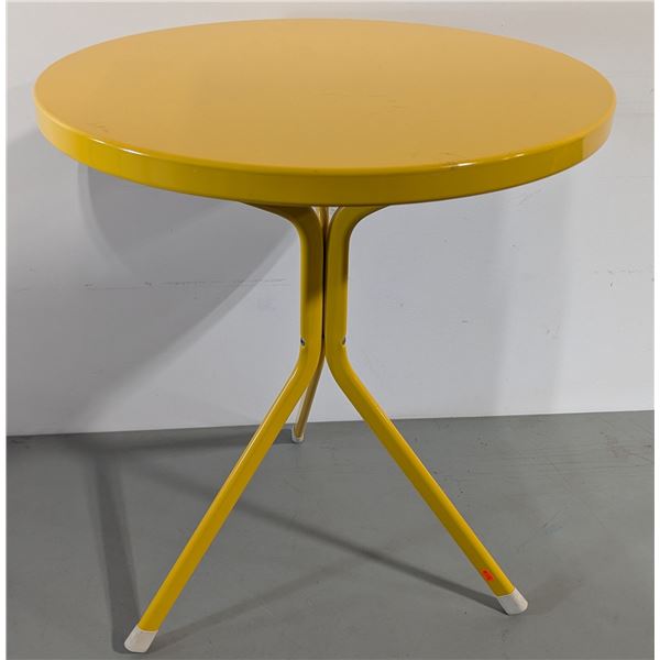 VTG Yellow Metal Round Accent Table