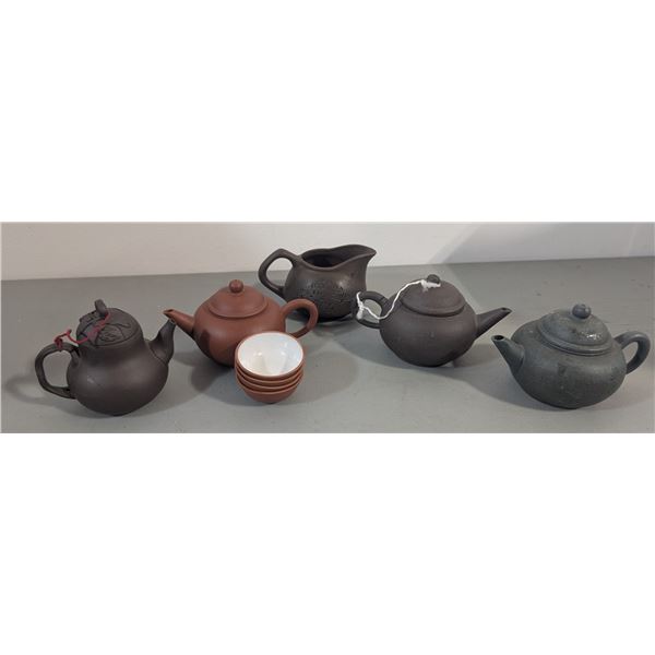 Chinese Yixing-Style Purple Clay Teapot & Tea Ware Lot