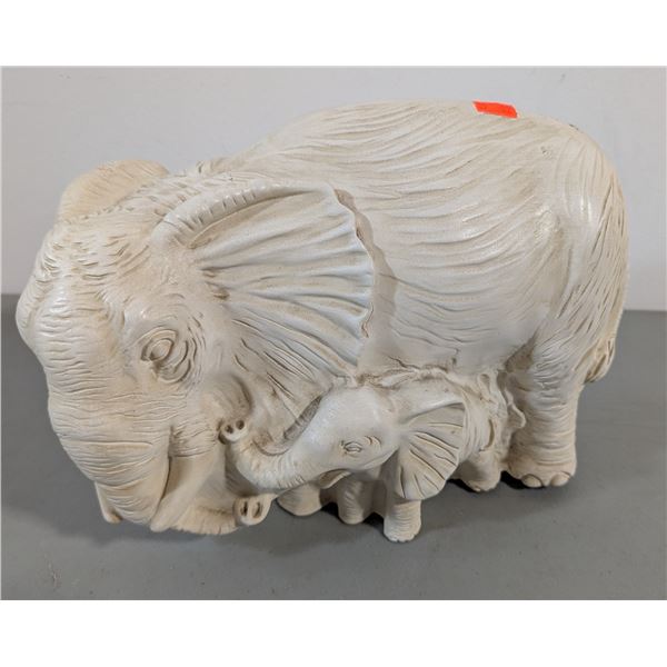 Ivory-Tone Elephant Family Figurine - Mother & Calve