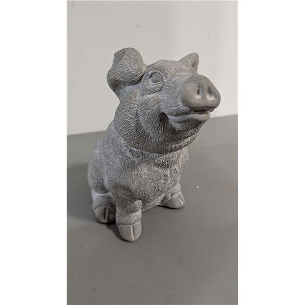 Grey Pig Figurine - Textured Farm Animal Decor