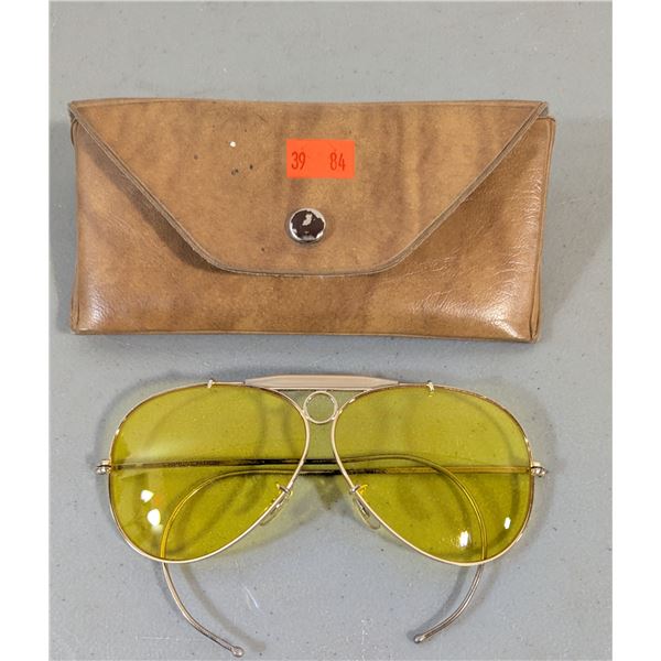VTG Yellow-Lens Aviator Shooting Glasses w/ Case