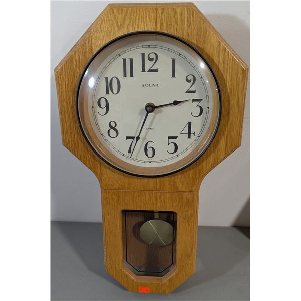 VTG Solar Chiming Pendulum Wall Clock - Wood Case