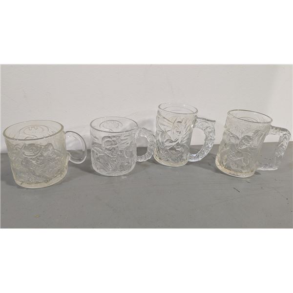 VTG 1995 McDonald’s Batman Forever Glass Mugs - Complete Set of 4