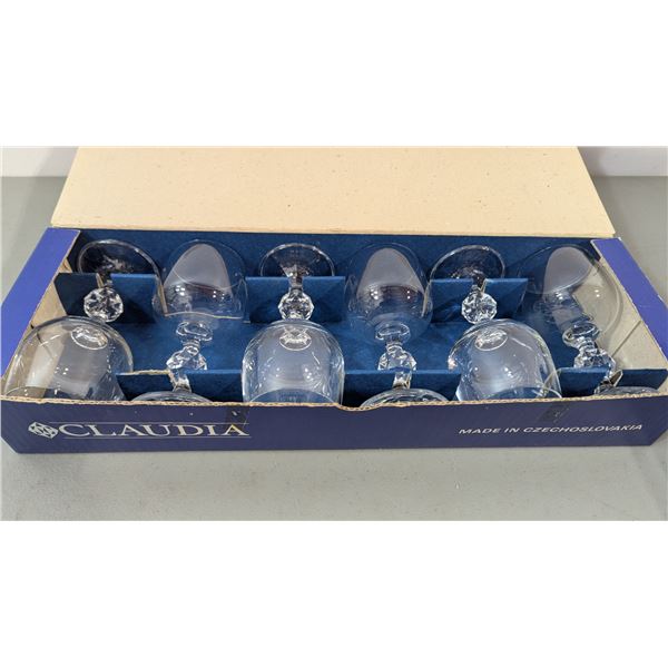 VTG Claudia Bohemia Crystal Glasses - Claret - Czechoslovakia