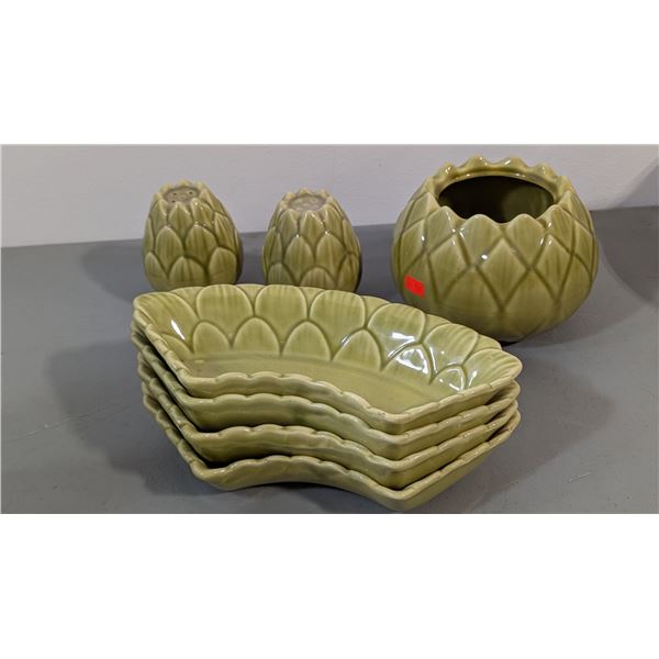 VTG Belmar of California Artichoke Pottery Serving Set