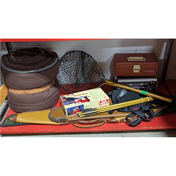Shooting & Fishing Lot - MTM Pistol Rest, Landing Net, Gun Case & More