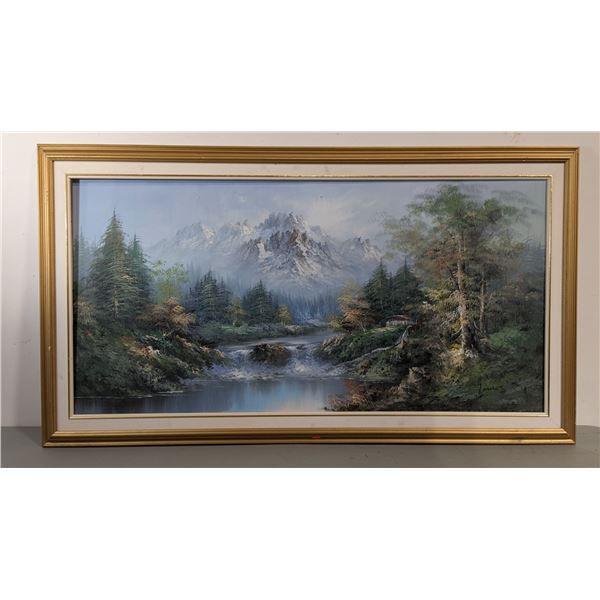Framed Signed “James” Mountain Landscape Painting