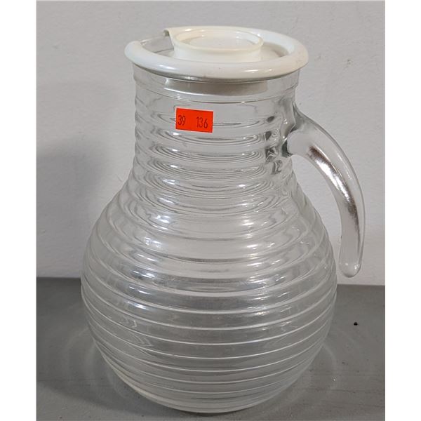 VTG Glass Pitcher Jug w/ Lid