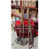 Image 1 : Assorted Shovels & Rakes w/ Red Rolling Tool Chest