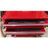 Image 4 : Assorted Shovels & Rakes w/ Red Rolling Tool Chest