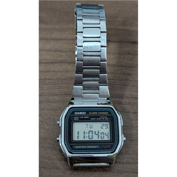 Casio Alarm Chrono Digital Wristwatch w/ Stainless Steel Band