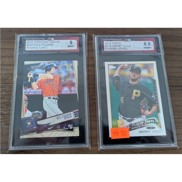 Graded Baseball Cards - Kyle Tucker RC KSA 9 & Gerrit Cole KSA 8.5