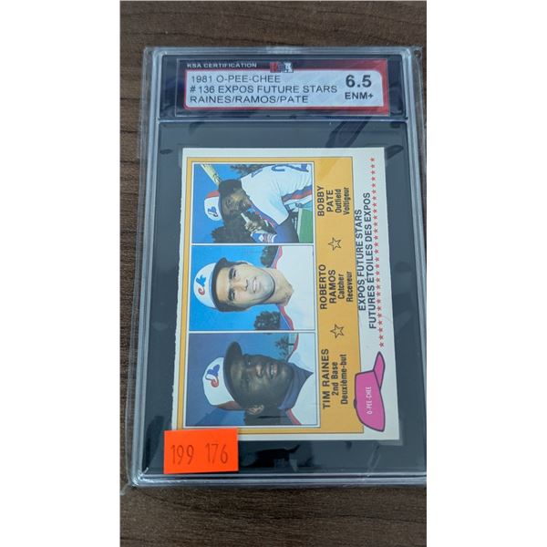 KSA 6.5 Tim Raines RC 1981 O-Pee-Chee #136 Expos Future Stars