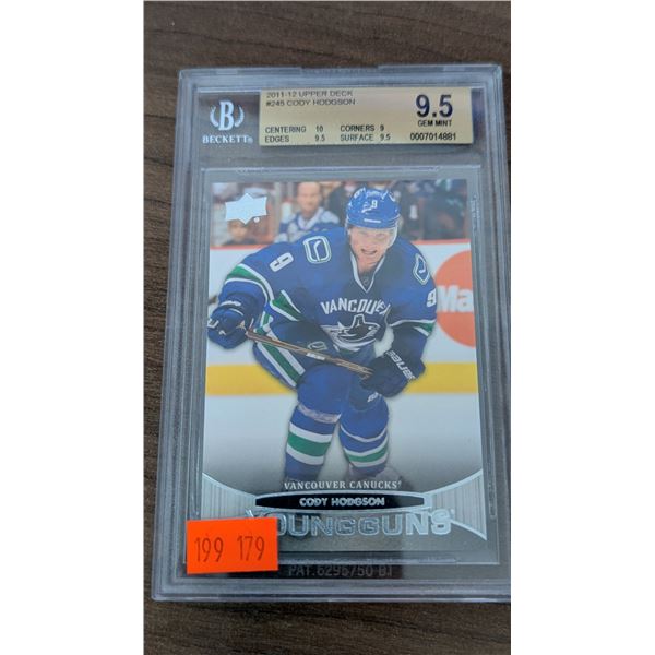BGS 9.5 Cody Hodgson 2011-12 Upper Deck #245 Young Guns Rookie Card